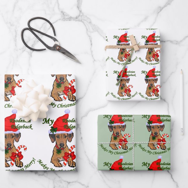 Feuille De Papier Cadeau Noël de Rhodesian Ridgeback (Recto)