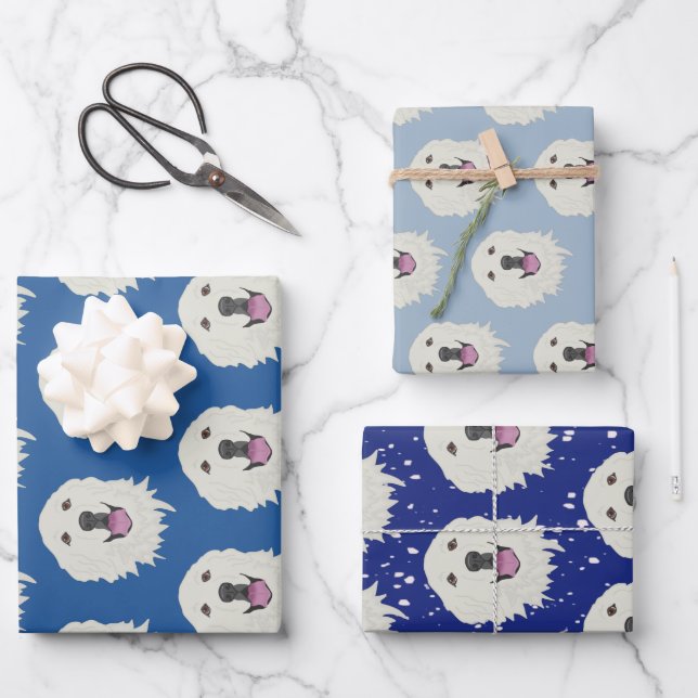 Feuille De Papier Cadeau Noël des Grands Pyrénées (Recto)