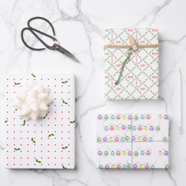 Feuille De Papier Cadeau Noël des Imprimés minuscules  (Recto)
