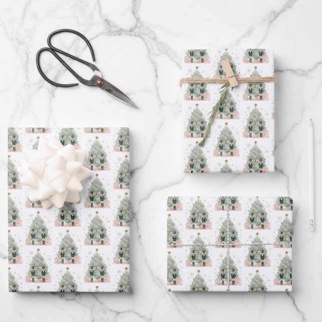 Feuille De Papier Cadeau Noël des Noisettes Pastel (Recto)
