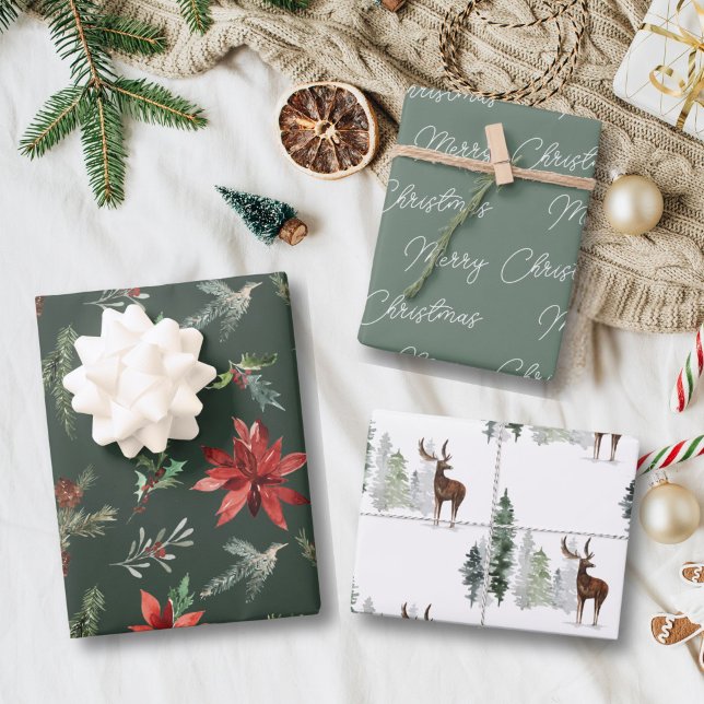 Feuille De Papier Cadeau Noël des pins sylvestres (Créateur téléchargé)
