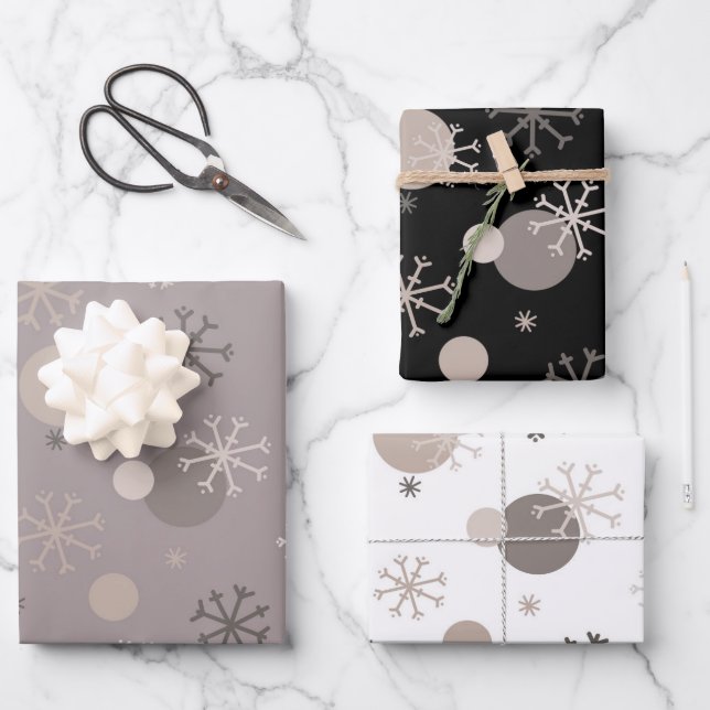 Feuille De Papier Cadeau Noël d'hiver Beige Boho Brown neutre (Recto)
