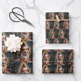 Feuille De Papier Cadeau Noël doré