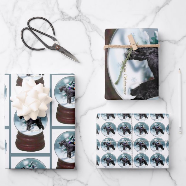 Feuille De Papier Cadeau Noël du géant Schnauzer (Recto)