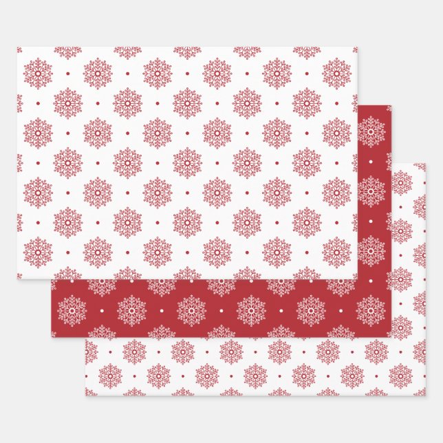 Feuille De Papier Cadeau Noël du Motif Red Snowflake (Lot)