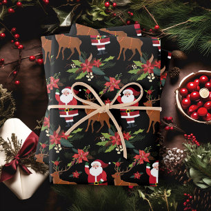 Feuille De Papier Cadeau Noël du Père Noël Reindeer