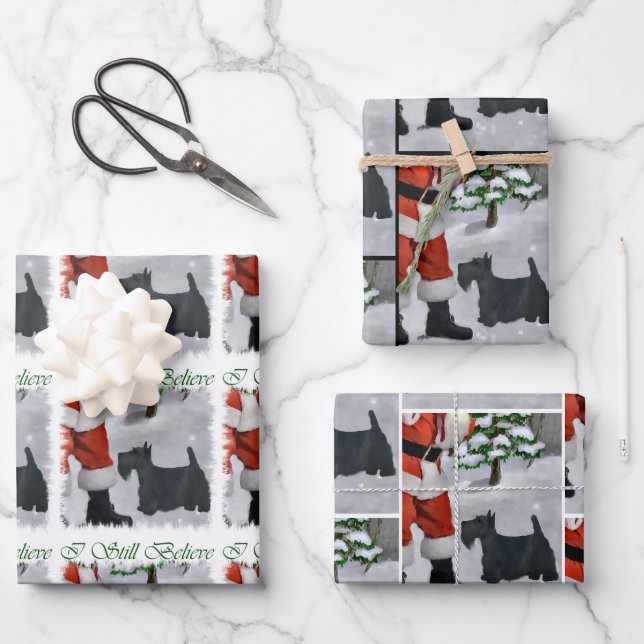 Feuille De Papier Cadeau Noël écossais Terrier (Recto)