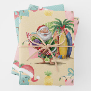 Feuille De Papier Cadeau Noël en juillet avec SANTA CLAUS