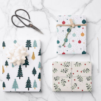 Feuille De Papier Cadeau Noël et hiver modernes minimalistes