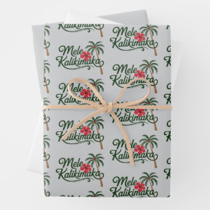 Feuille De Papier Cadeau Noël Famille Mele Kalikimaka Plage d'Hawaï 