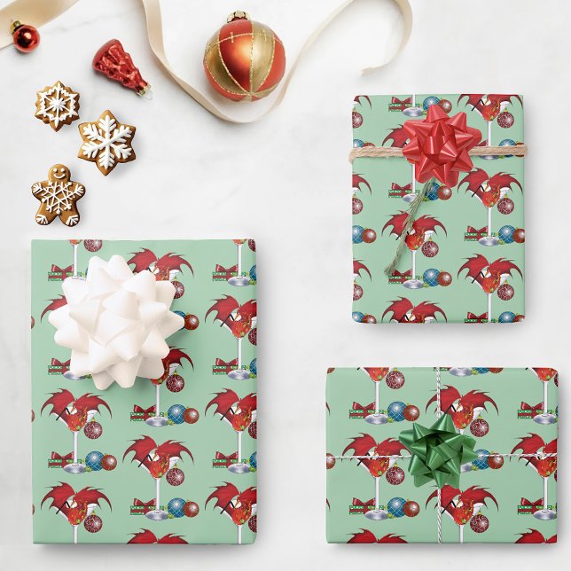 Feuille De Papier Cadeau Noël Fête Joie Dragon (Créateur téléchargé)