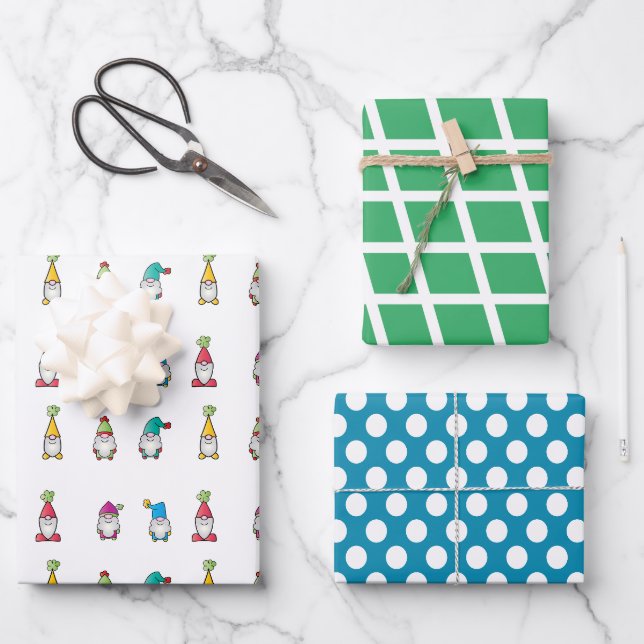 Feuille De Papier Cadeau Noël | Gnome | (Recto)