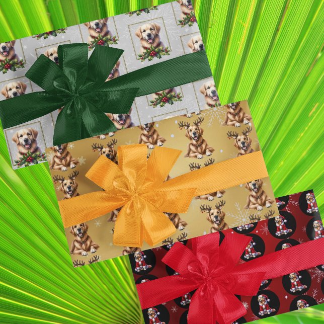 Feuille De Papier Cadeau Noël Golden Retriever (Créateur téléchargé)