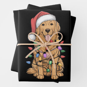 Feuille De Papier Cadeau Noël Golden Retriever Amoureux des chiens Cadeau M