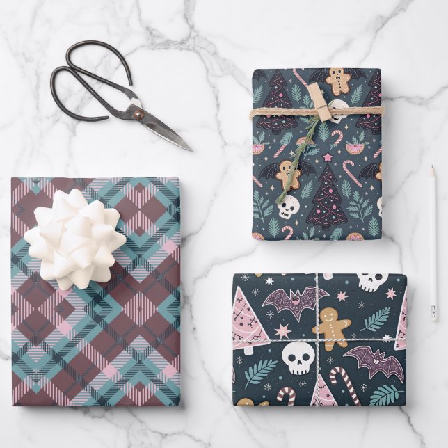 Feuille De Papier Cadeau Noël gothique Pastel (Recto)