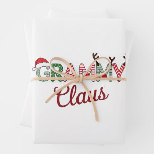 Feuille De Papier Cadeau Noël Grammy Claus Noël Grand-mère Cadeau Noël