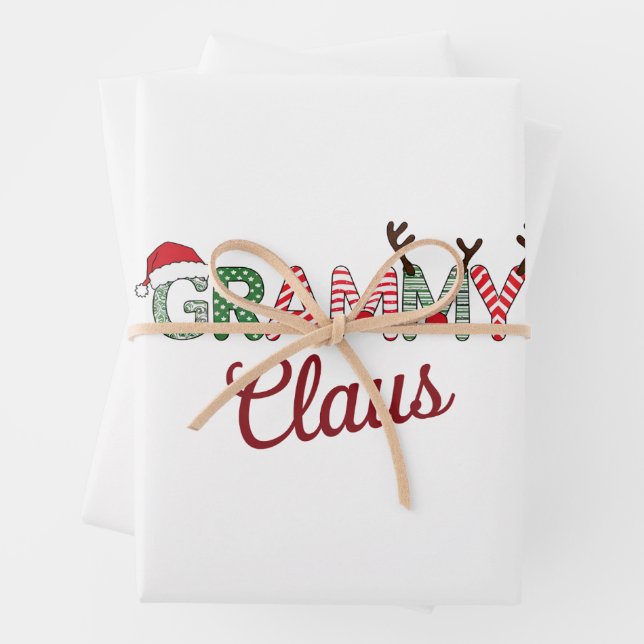 Feuille De Papier Cadeau Noël Grammy Claus Noël Grand-mère Cadeau Noël (En situation)