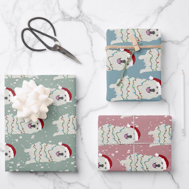 Feuille De Papier Cadeau Noël Grandes Pyrénées  (Recto)