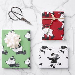 Feuille De Papier Cadeau Noël hiver Ours polaires de Noël
