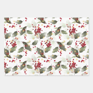 Feuille De Papier Cadeau Noël Holly Light Garland 