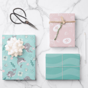 Feuille De Papier Cadeau Noël joli dauphin