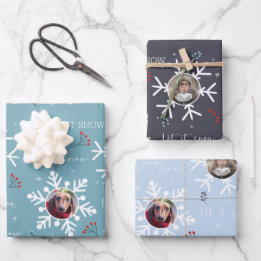 Feuille De Papier Cadeau Noël "Laissons neiger" 2 Fléau photo personnalisé