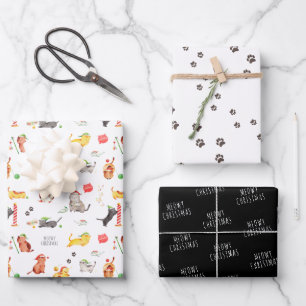Feuille De Papier Cadeau Noël Meowy   Vacances Motif de chats mignons