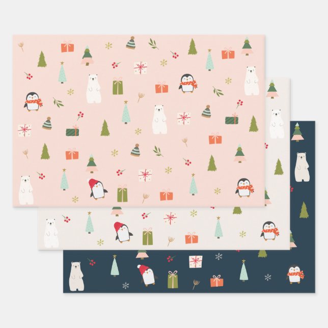 Feuille De Papier Cadeau Noël mignon (Lot)