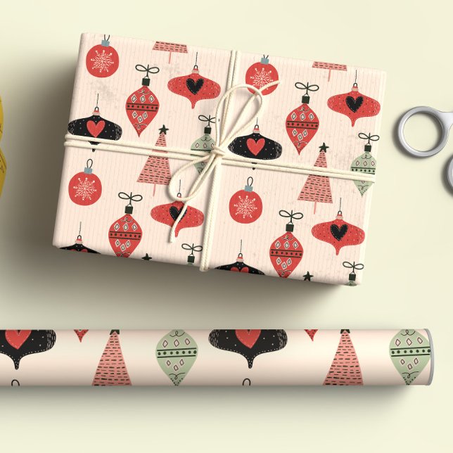 Feuille De Papier Cadeau Noël moderne du milieu du siècle (Créateur téléchargé)