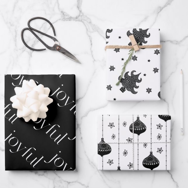 Feuille De Papier Cadeau Noël Motif de vacances style scandinave (Recto)
