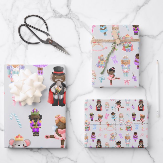Feuille De Papier Cadeau Noël Motif Nutcracker (Recto)