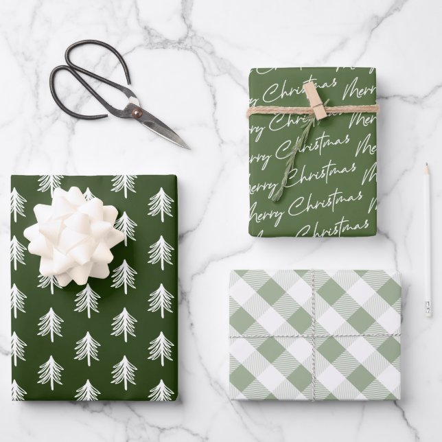 Feuille De Papier Cadeau Noël Motif vert (Recto)