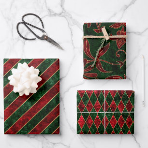 Feuille De Papier Cadeau Noël Noël Faux Velvet Rouge Vert