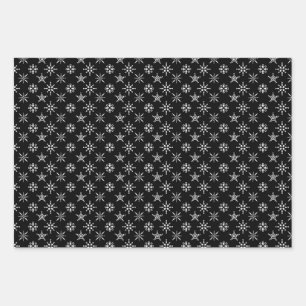 Feuille De Papier Cadeau Noël Noir Et Blanc De Flamme De Neige