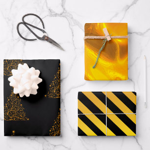 Feuille De Papier Cadeau Noël noir et or