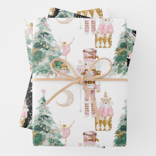 Feuille De Papier Cadeau Noël Nutcracker rose hiver merveilleuse
