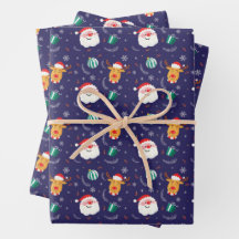 Noël Père Noël Et Reindeers cadeau bleu