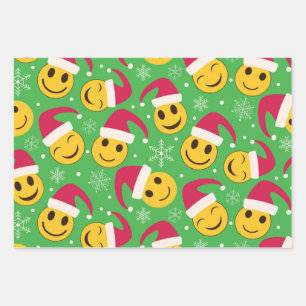 Feuille De Papier Cadeau Noël Père Noël joyeux souriant visage Motif