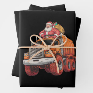 Feuille De Papier Cadeau Noël Père Noël Monster Camion Xmas Garçons Enfants