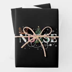 Feuille De Papier Cadeau Noël Père Noël Préférée Infirmière Noël Cadeaux Fê