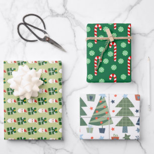 Feuille De Papier Cadeau Noël Père Noël Red Green Festive
