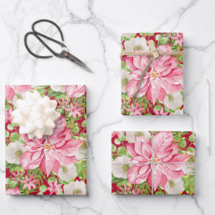 Feuille De Papier Cadeau Noël Poinsettia Fête Florale