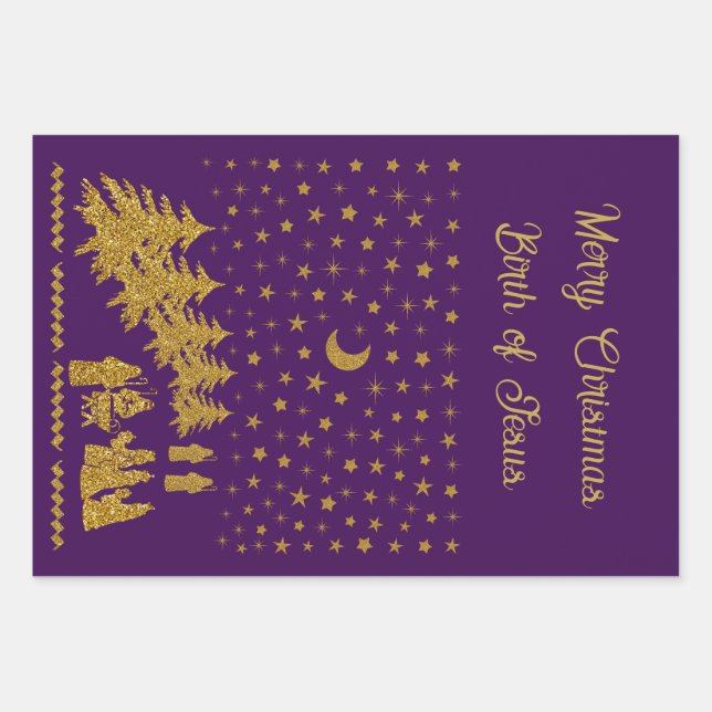 Feuille De Papier Cadeau Noël religieux, Naissance de Jésus (Devant)