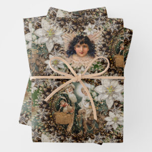 Feuille De Papier Cadeau Noël romantique victorien