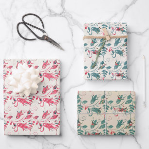 Feuille De Papier Cadeau Noël Rouge et Vert Conçu