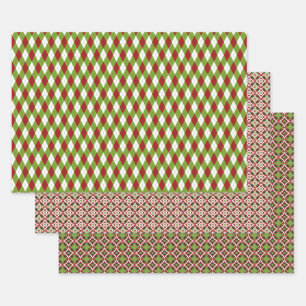 Feuille De Papier Cadeau Noël rouge et vert multi-Motif