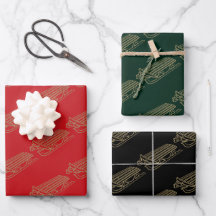 Noël rouge vert foncé or noir Père Noël traîneau à