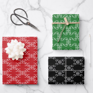 Feuille De Papier Cadeau Noël rouge vert noir blanc blanc blanc blanc blanc