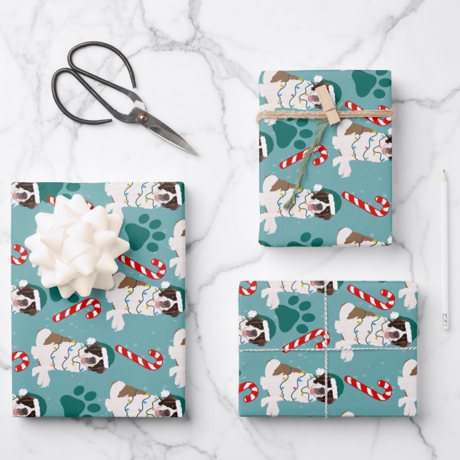 Feuille De Papier Cadeau Noël Saint Bernard (Recto)