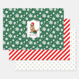 Feuille De Papier Cadeau Noël Santa Claus Golden Retriever Chien mignonne
